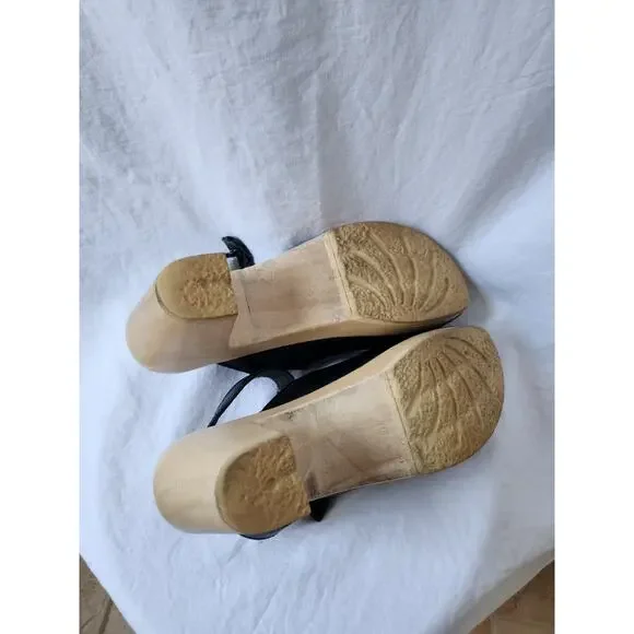 Sven Black Leather Wooden Heel Clogs US 9.5 - Custom Made - Picture 8 of 13